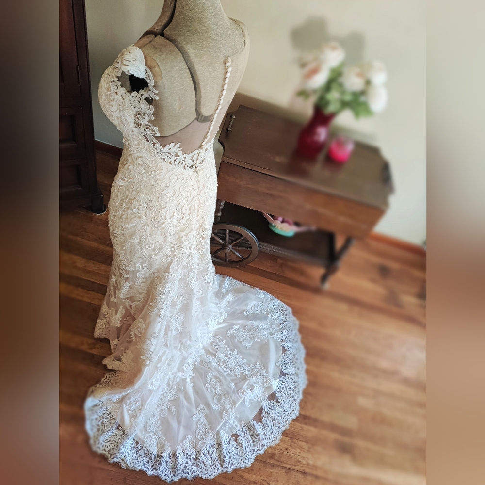 Eddy K Lace Wedding Dress White And Champagne